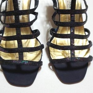 Caparros iridescent Blue Strappy Sequin Sandals 7.
